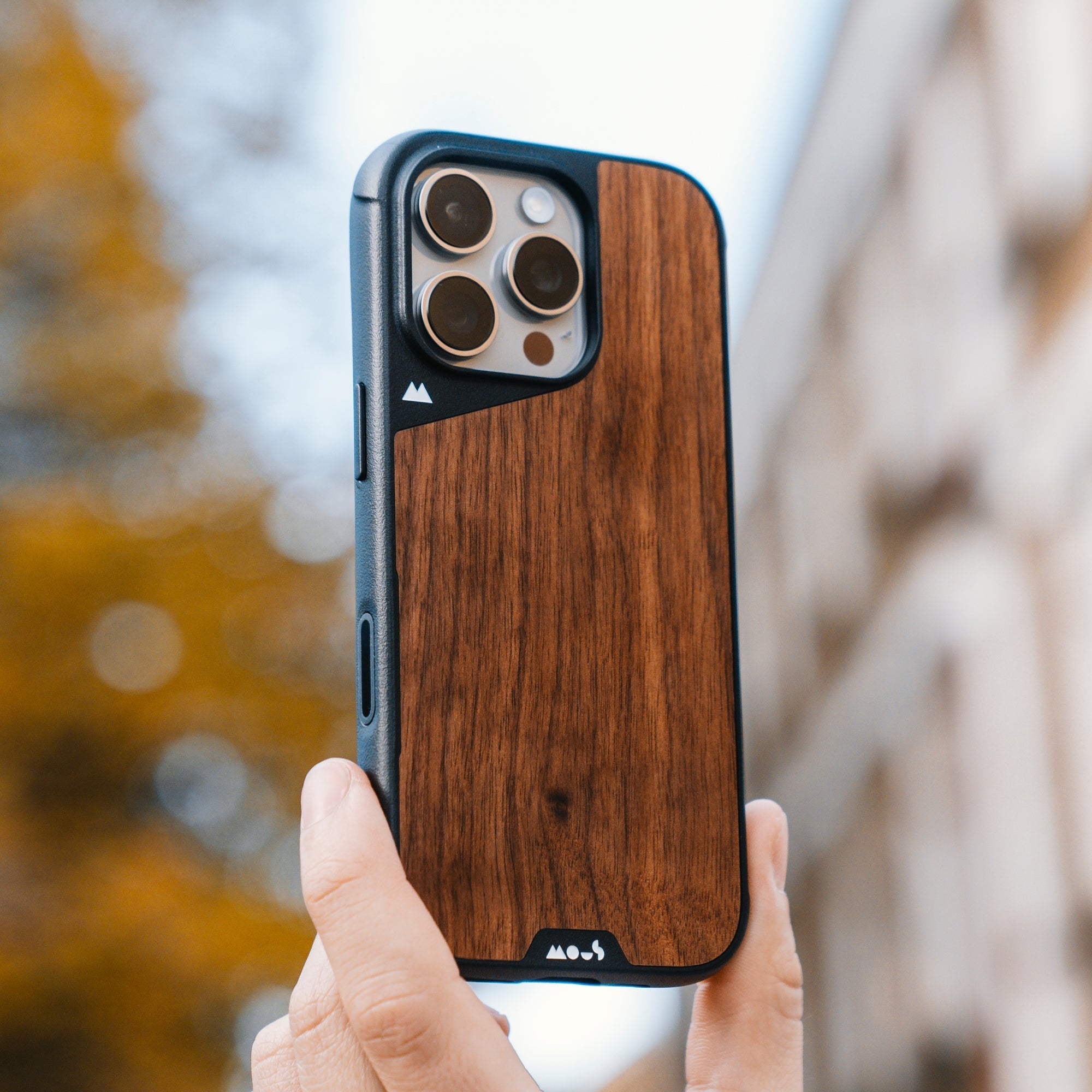 Mous | Walnut Protective Phone Case with Camera Control Button