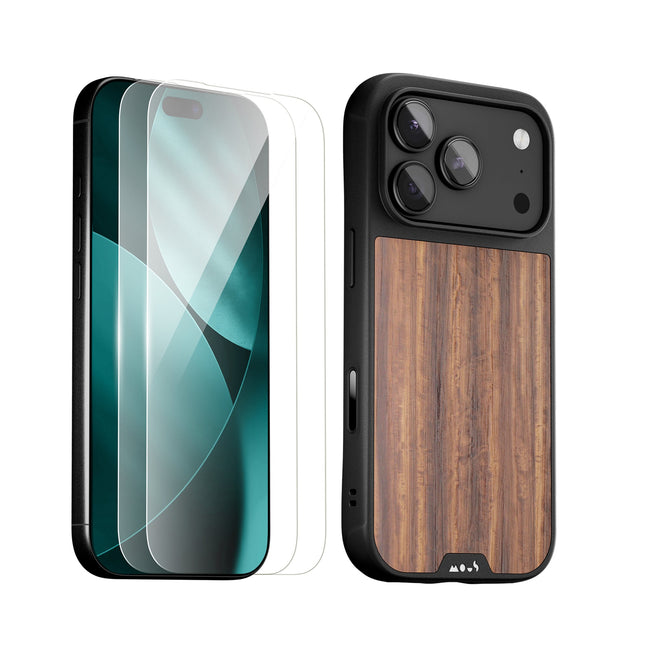 Walnut Protective Case and Screen Protector - Apple Essentials Kit